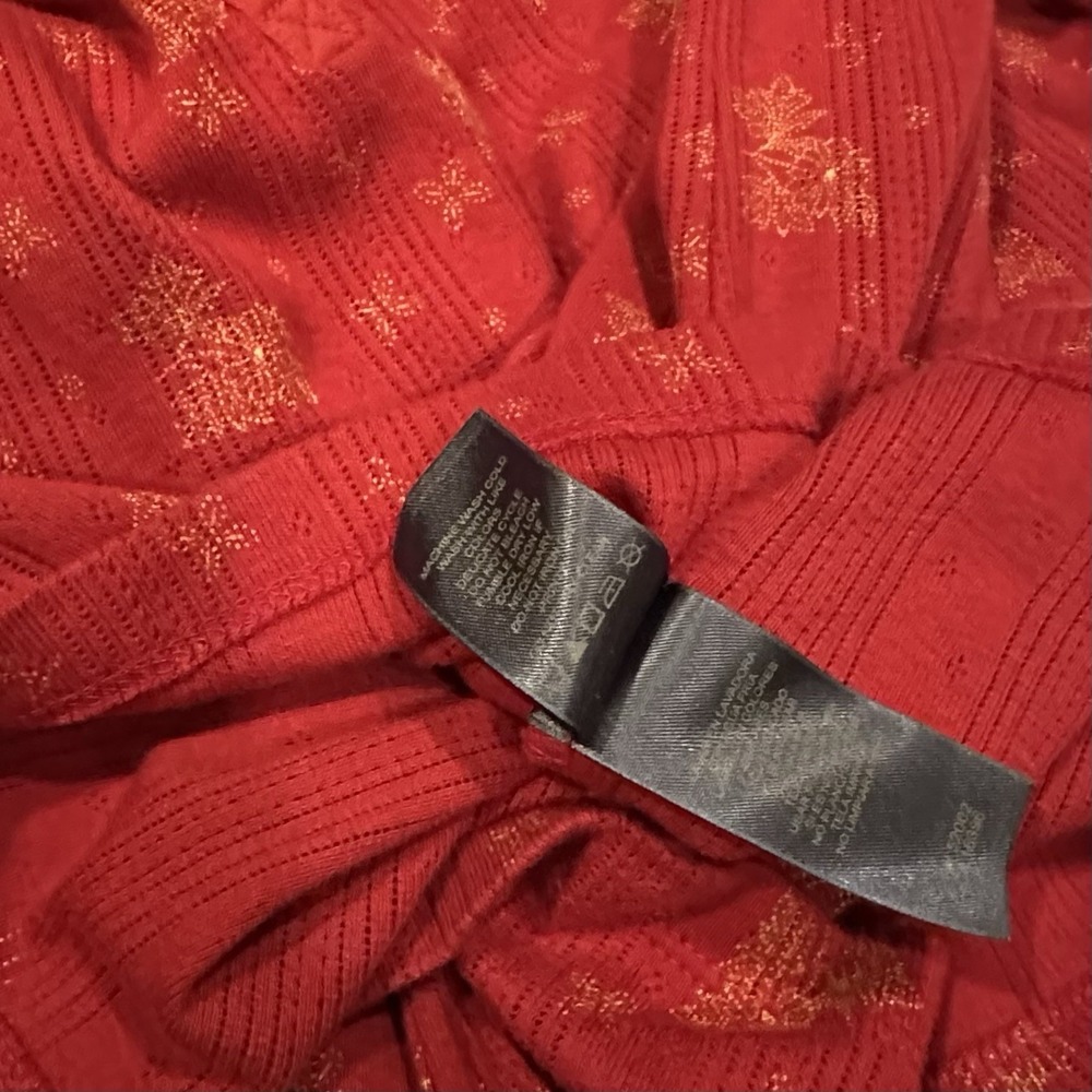 Liz‎ Claiborne Long Sleeve Henley Top Size XL Red Gold Floral 100% Cotton Cozy - Picture 5 of 5